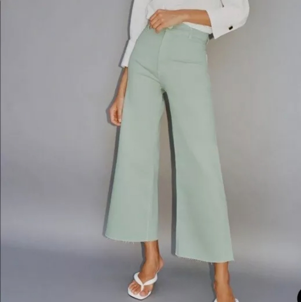 Zara Marine Straight Jeans Light Green Size 2